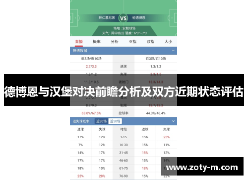 德博恩与汉堡对决前瞻分析及双方近期状态评估